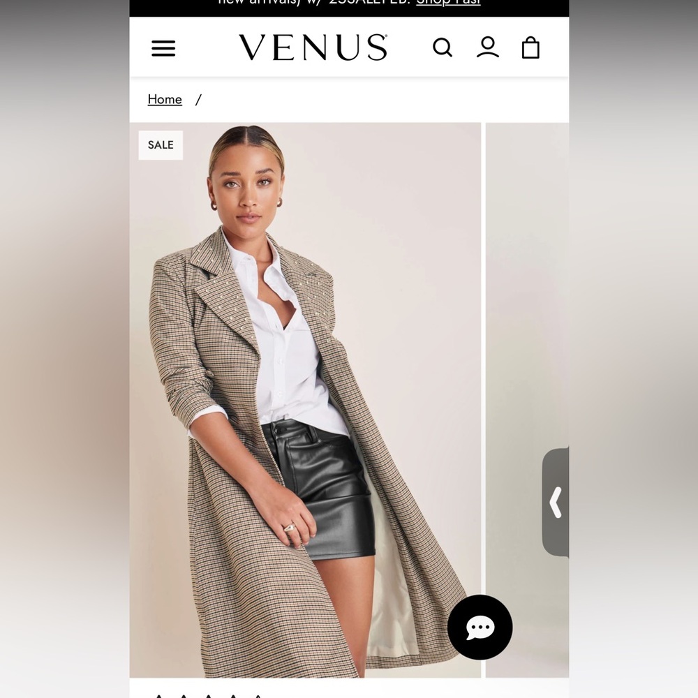 VENUS Embellished Plaid Coat, NWT, Sz 8, color: Cream Multi.  Bedazzled collar